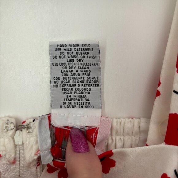 Vintage R&K Originals Red Poppy Flower Built in Bra Fit and Flare Sundress 10 - Picture 13 of 15